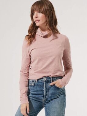 Pact Organic Cotton Dusty Pink Lightweight Turtleneck Top Medium